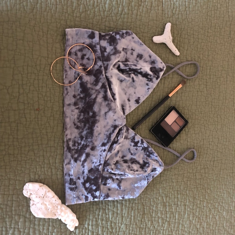 💥Last Chance ZARA silver velvet crop